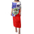 Belize Coat of Arms Family Matching Puletasi and Hawaiian Shirt with Palm Pattern and Split Red Blue Design
