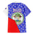 Belize Coat of Arms Family Matching Summer Maxi Dress and Hawaiian Shirt with Palm Pattern and Split Red Blue Design