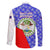 Belize Coat of Arms Family Matching Summer Maxi Dress and Hawaiian Shirt with Palm Pattern and Split Red Blue Design