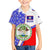 Belize Coat of Arms Family Matching Summer Maxi Dress and Hawaiian Shirt with Palm Pattern and Split Red Blue Design