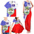 Belize Coat of Arms Family Matching Tank Maxi Dress and Hawaiian Shirt with Palm Pattern and Split Red Blue Design