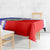 Belize Coat of Arms Tablecloth with Palm Pattern and Split Red Blue Design