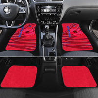 Belize Football Car Mats with Red Abstract Soccer Pattern and Shield Emblem