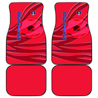 Belize Football Car Mats with Red Abstract Soccer Pattern and Shield Emblem