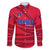 Belize Football Family Matching Long Sleeve Bodycon Dress and Hawaiian Shirt with Red Abstract Soccer Pattern and Shield Emblem
