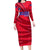 Belize Football Family Matching Long Sleeve Bodycon Dress and Hawaiian Shirt with Red Abstract Soccer Pattern and Shield Emblem