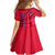 Belize Football Family Matching Off Shoulder Short Dress and Hawaiian Shirt with Red Abstract Soccer Pattern and Shield Emblem