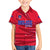 Belize Football Family Matching Off Shoulder Short Dress and Hawaiian Shirt with Red Abstract Soccer Pattern and Shield Emblem