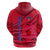 Belize Football Hoodie with Red Abstract Soccer Pattern and Shield Emblem