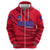 Belize Football Hoodie with Red Abstract Soccer Pattern and Shield Emblem