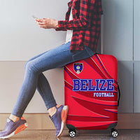 Belize Football Luggage Cover with Red Abstract Soccer Pattern and Shield Emblem