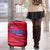 Belize Football Luggage Cover with Red Abstract Soccer Pattern and Shield Emblem