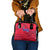 Belize Football Shoulder Handbag with Red Abstract Soccer Pattern and Shield Emblem