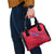 Belize Football Shoulder Handbag with Red Abstract Soccer Pattern and Shield Emblem