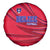 Belize Football Spare Tire Cover with Red Abstract Soccer Pattern and Shield Emblem