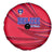 Belize Football Spare Tire Cover with Red Abstract Soccer Pattern and Shield Emblem