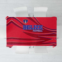 Belize Football Tablecloth with Red Abstract Soccer Pattern and Shield Emblem