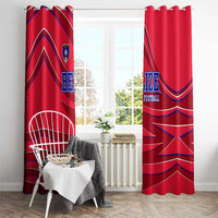 Belize Football Window Curtain with Red Abstract Soccer Pattern and Shield Emblem