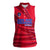 Belize Football Women Sleeveless Polo Shirt with Red Abstract Soccer Pattern and Shield Emblem