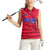 Belize Football Women Sleeveless Polo Shirt with Red Abstract Soccer Pattern and Shield Emblem