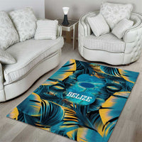 Belize Blue Hole Ocean View Area Rug with Tropical Marine Design and Flag Detail