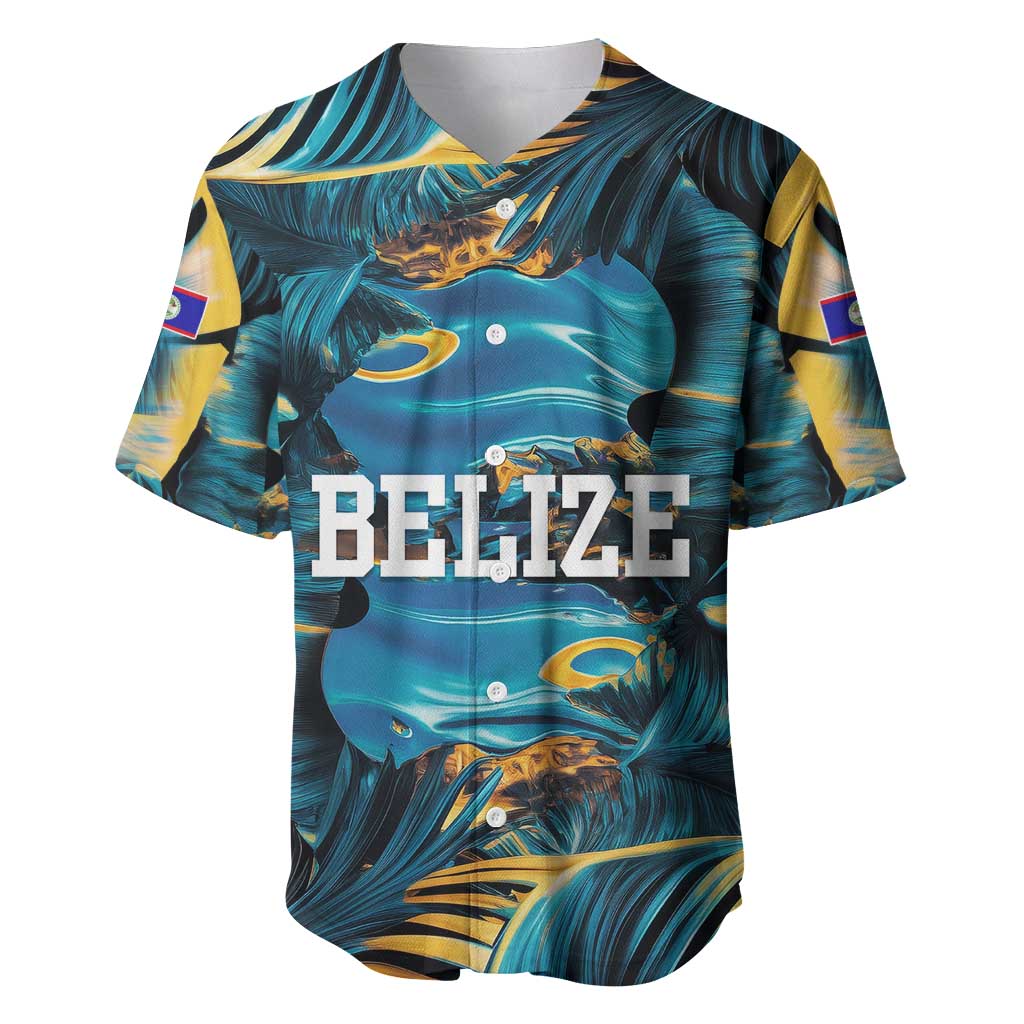 Belize Blue Hole Ocean View Baseball Jersey with Tropical Marine Design and Flag Detail