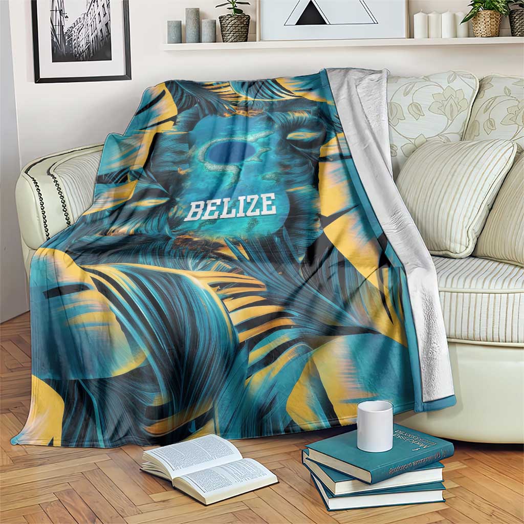 Belize Blue Hole Ocean View Blanket with Tropical Marine Design and Flag Detail