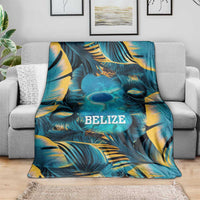 Belize Blue Hole Ocean View Blanket with Tropical Marine Design and Flag Detail