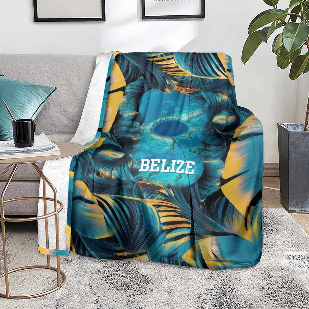 Belize Blue Hole Ocean View Blanket with Tropical Marine Design and Flag Detail
