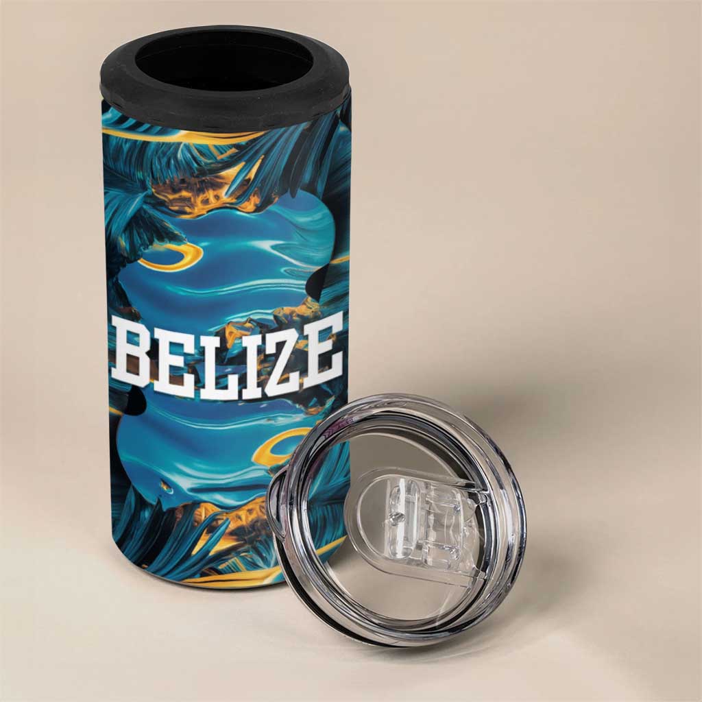 Belize Blue Hole Ocean View 4 in 1 Can Cooler Tumbler with Tropical Marine Design and Flag Detail