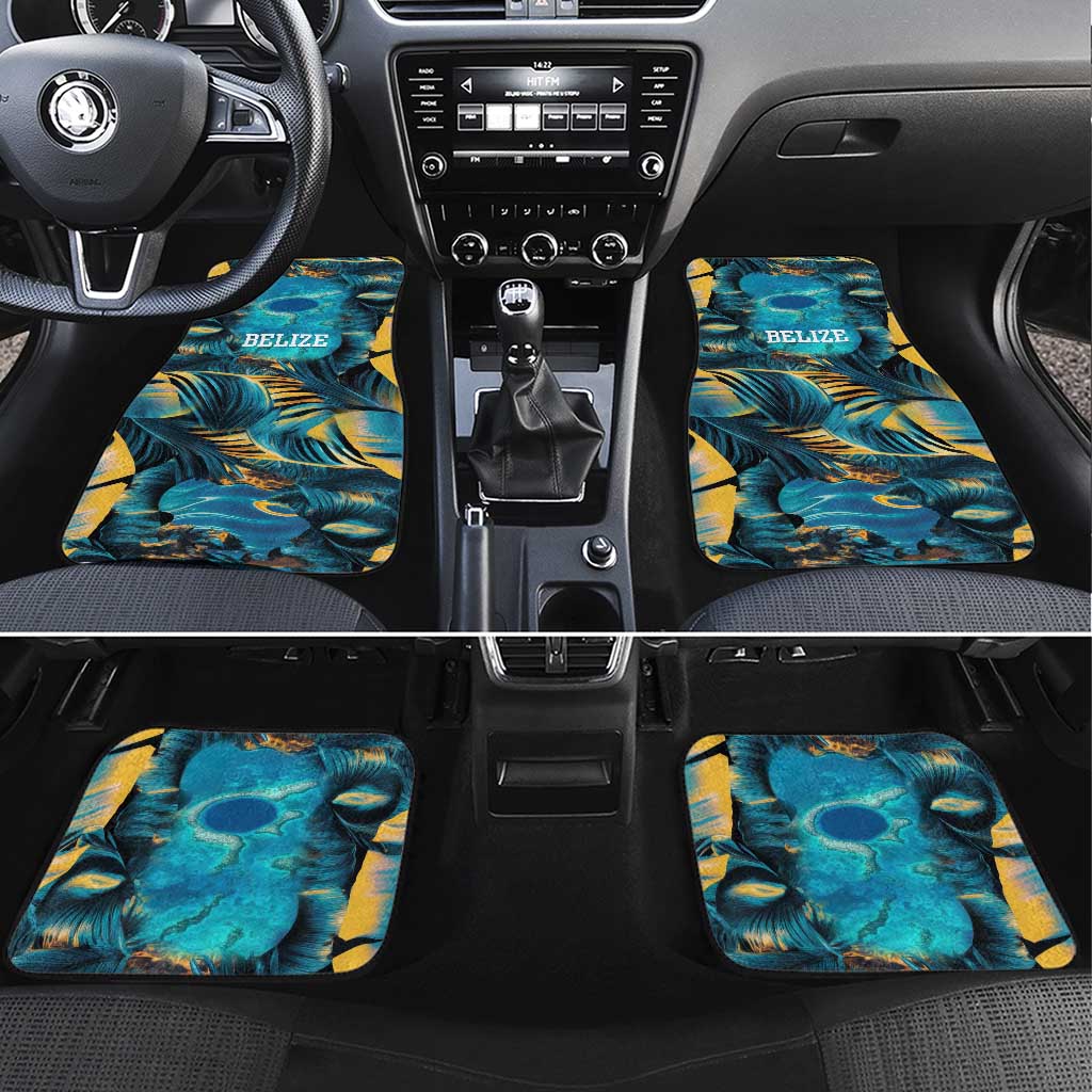 Belize Blue Hole Ocean View Car Mats with Tropical Marine Design and Flag Detail