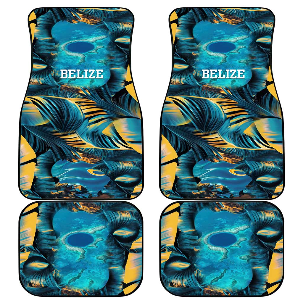Belize Blue Hole Ocean View Car Mats with Tropical Marine Design and Flag Detail