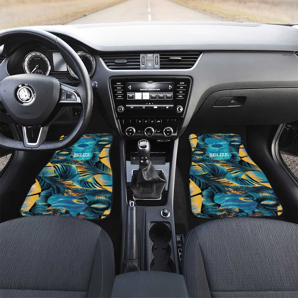 Belize Blue Hole Ocean View Car Mats with Tropical Marine Design and Flag Detail