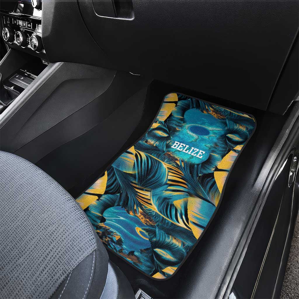 Belize Blue Hole Ocean View Car Mats with Tropical Marine Design and Flag Detail