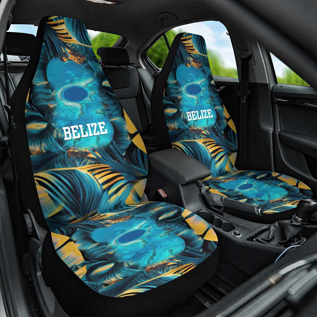 Belize Blue Hole Ocean View Car Seat Cover with Tropical Marine Design and Flag Detail