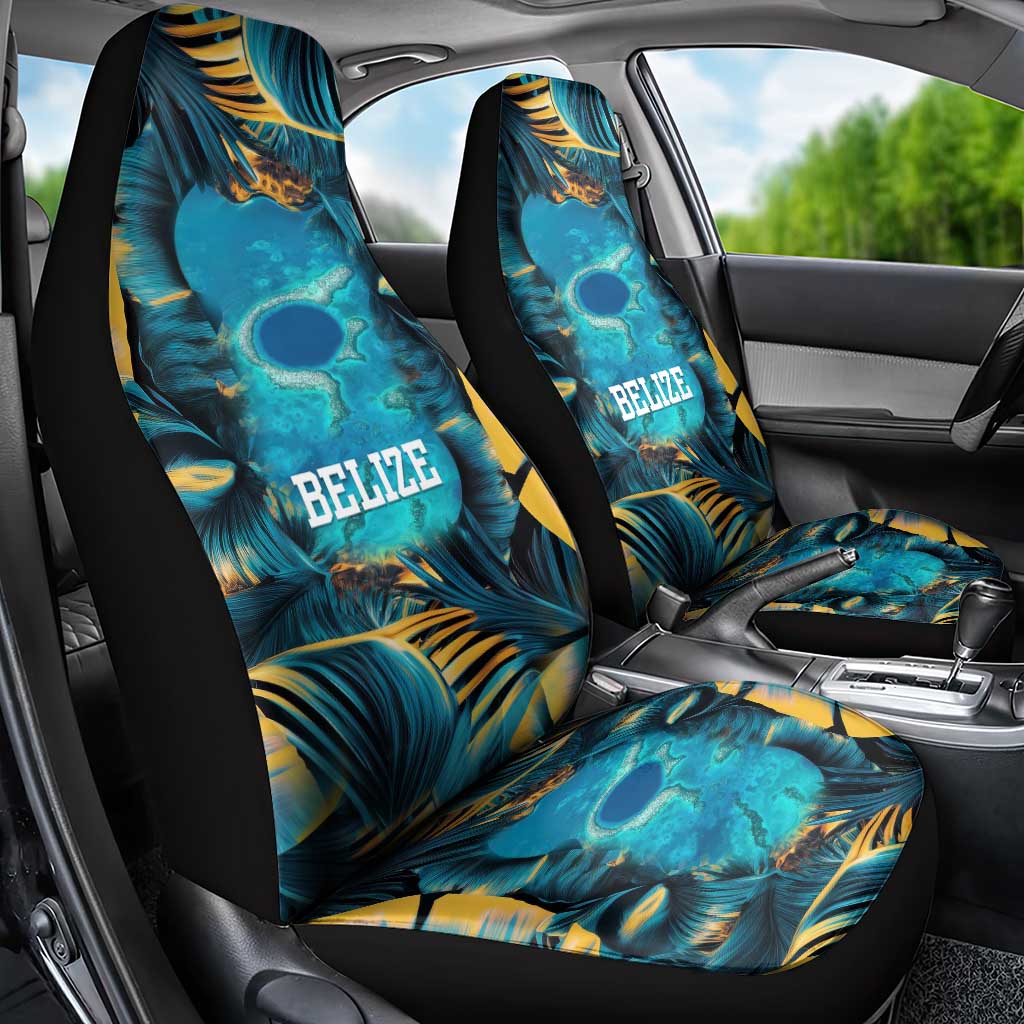 Belize Blue Hole Ocean View Car Seat Cover with Tropical Marine Design and Flag Detail