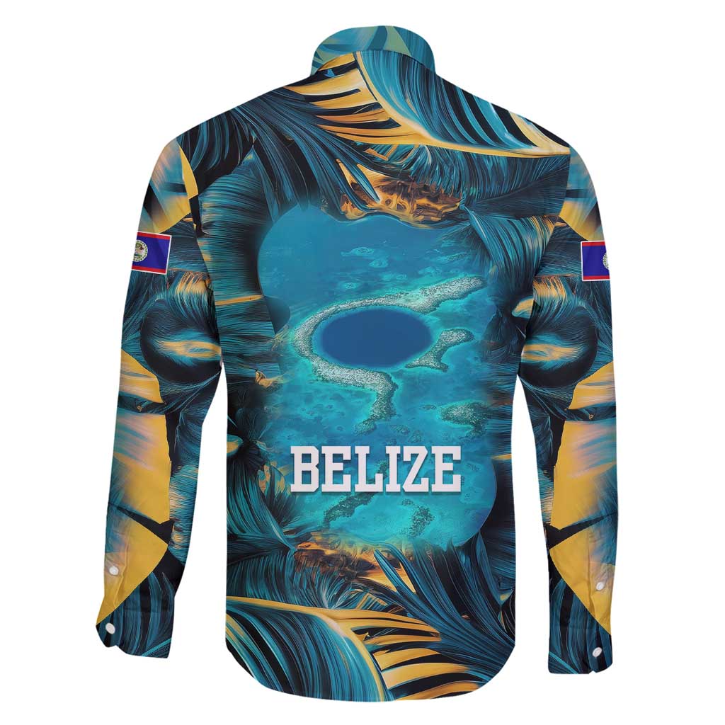 Belize Blue Hole Ocean View Family Matching Long Sleeve Bodycon Dress and Hawaiian Shirt with Tropical Marine Design and Flag Detail