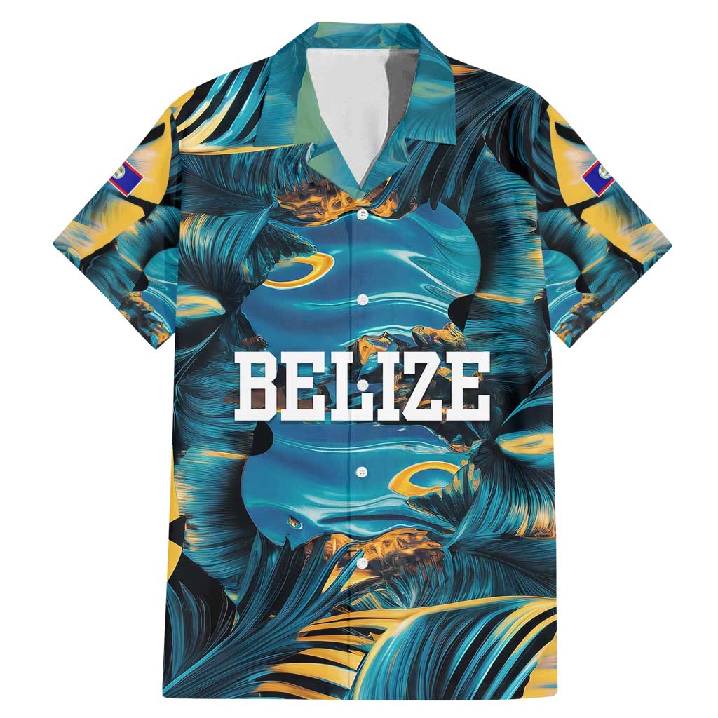 Belize Blue Hole Ocean View Family Matching Mermaid Dress and Hawaiian Shirt with Tropical Marine Design and Flag Detail