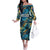 Belize Blue Hole Ocean View Family Matching Off The Shoulder Long Sleeve Dress and Hawaiian Shirt with Tropical Marine Design and Flag Detail