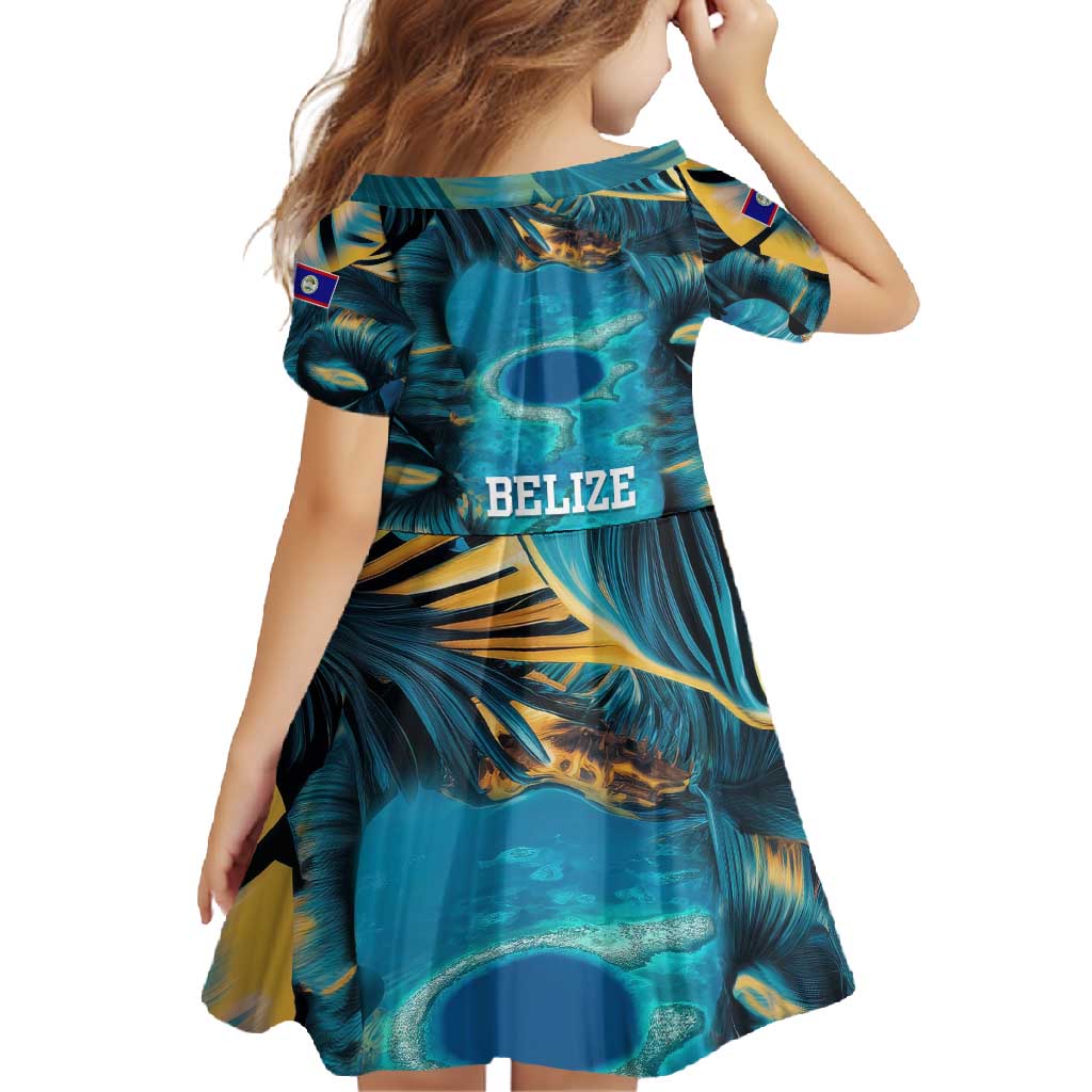 Belize Blue Hole Ocean View Family Matching Off Shoulder Maxi Dress and Hawaiian Shirt with Tropical Marine Design and Flag Detail