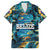 Belize Blue Hole Ocean View Family Matching Puletasi and Hawaiian Shirt with Tropical Marine Design and Flag Detail