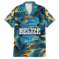Belize Blue Hole Ocean View Family Matching Summer Maxi Dress and Hawaiian Shirt with Tropical Marine Design and Flag Detail
