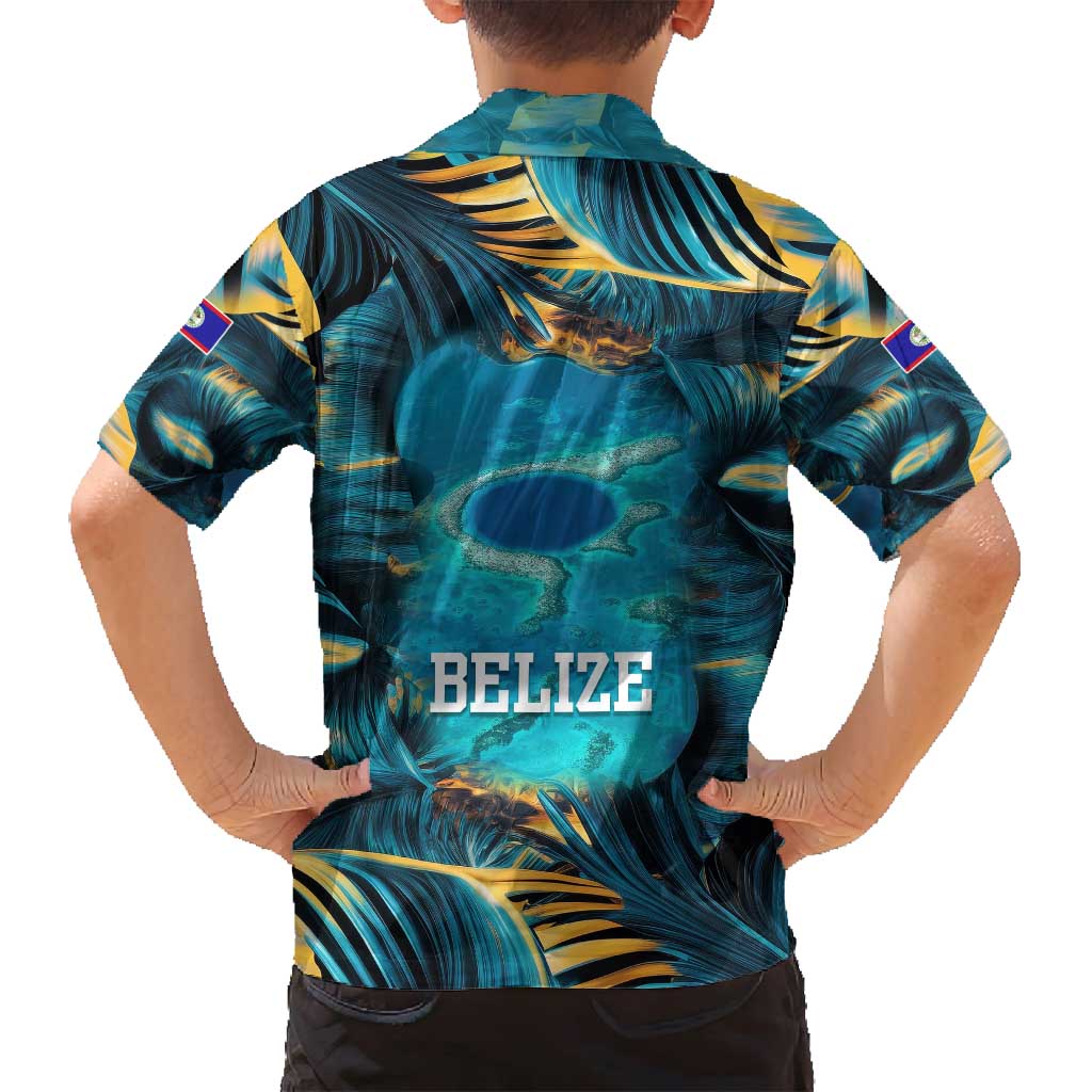 Belize Blue Hole Ocean View Family Matching Tank Maxi Dress and Hawaiian Shirt with Tropical Marine Design and Flag Detail