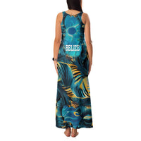 Belize Blue Hole Ocean View Family Matching Tank Maxi Dress and Hawaiian Shirt with Tropical Marine Design and Flag Detail