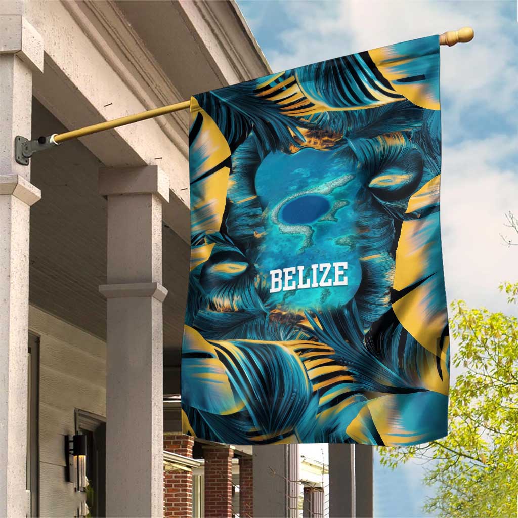 Belize Blue Hole Ocean View Garden Flag with Tropical Marine Design and Flag Detail