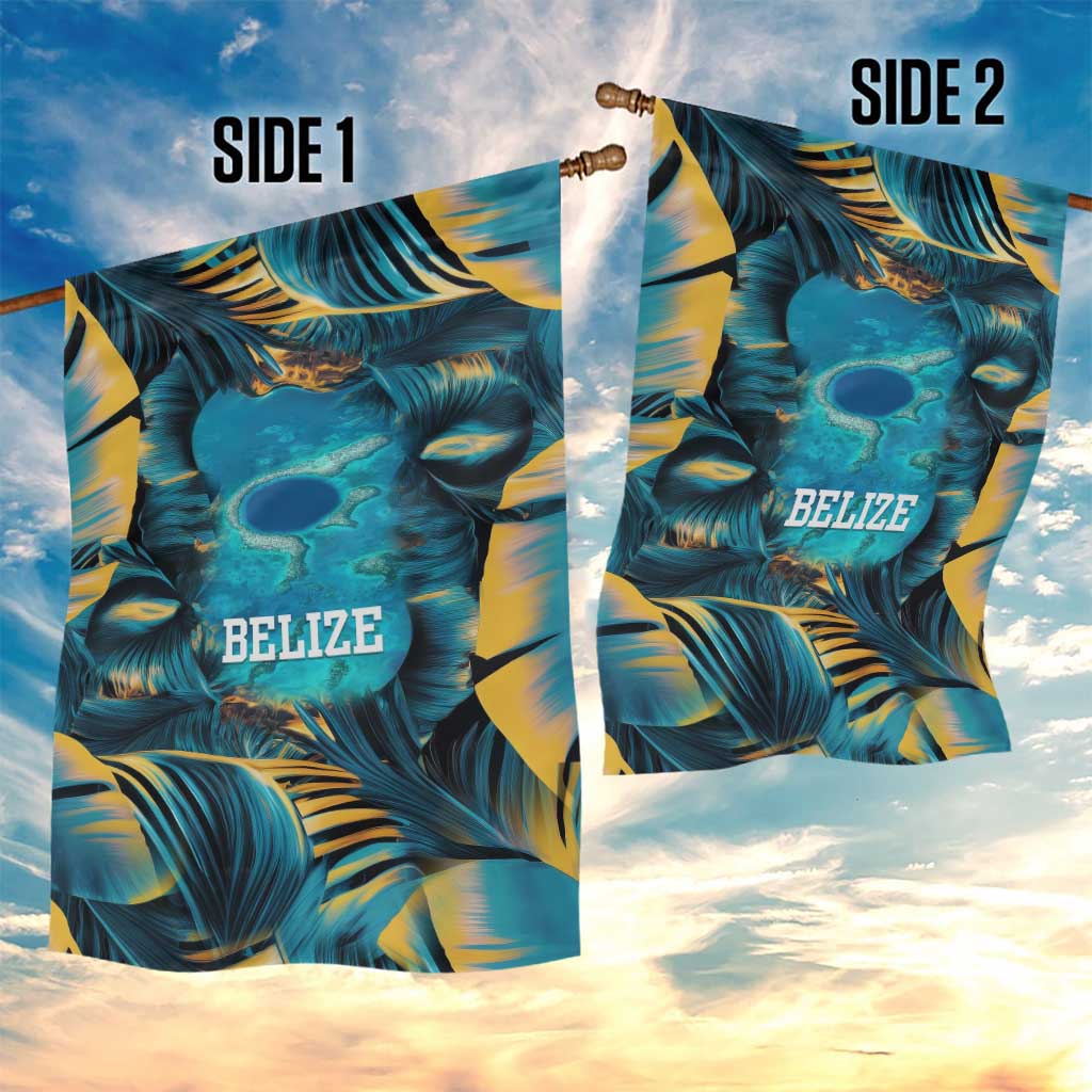 Belize Blue Hole Ocean View Garden Flag with Tropical Marine Design and Flag Detail