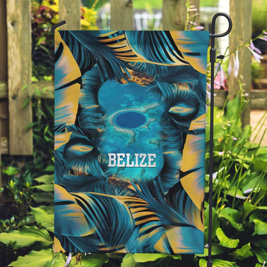 Belize Blue Hole Ocean View Garden Flag with Tropical Marine Design and Flag Detail