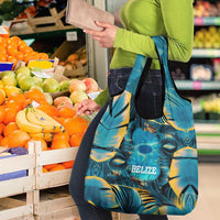 Belize Blue Hole Ocean View Grocery Bag with Tropical Marine Design and Flag Detail