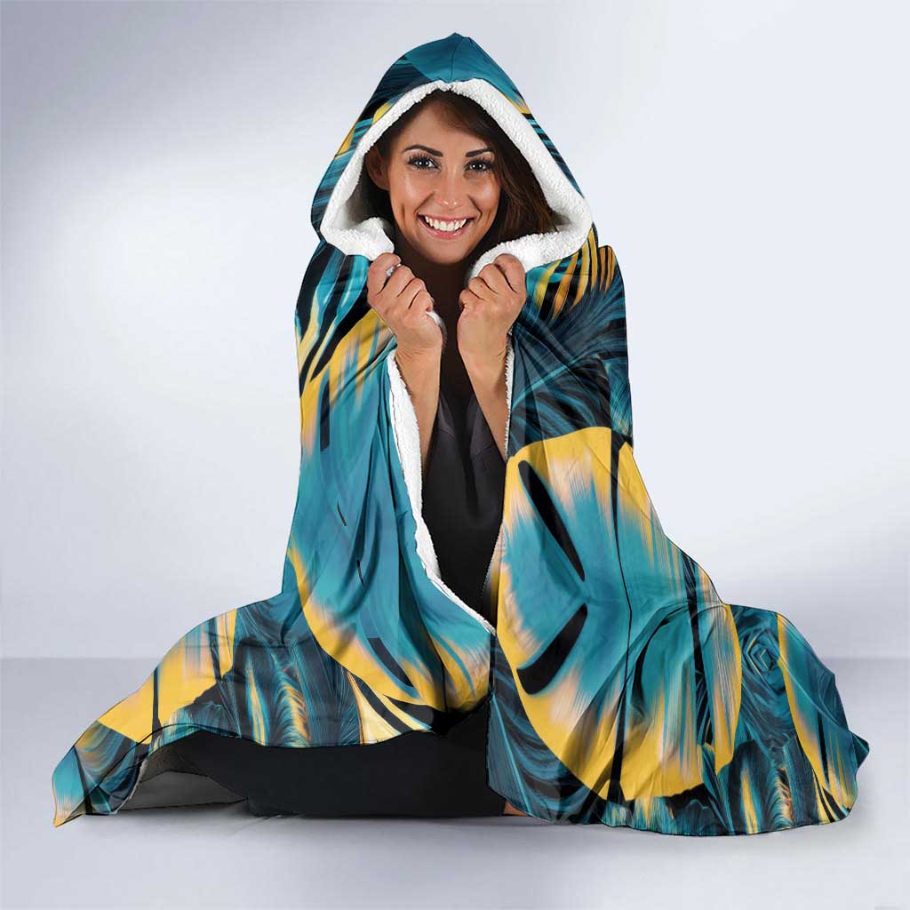 Belize Blue Hole Ocean View Hooded Blanket with Tropical Marine Design and Flag Detail