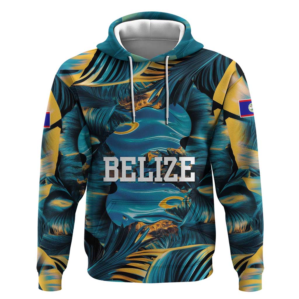 Belize Blue Hole Ocean View Hoodie with Tropical Marine Design and Flag Detail
